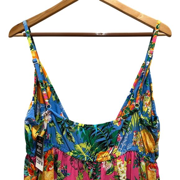 BAR III Tiered Tank Midi Dress Cover-Up Sz LG Deep V Neck Front Slit Summer NEW - Picture 5 of 10
